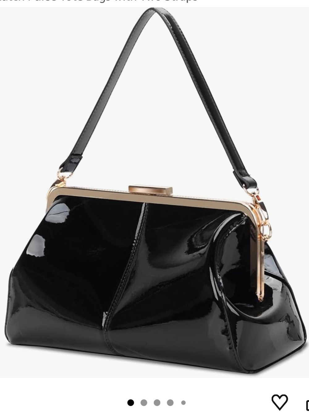 Vintage Kiss Lock Handbags Shiny Patent Leather Evening Clutch Purse Tote Bags